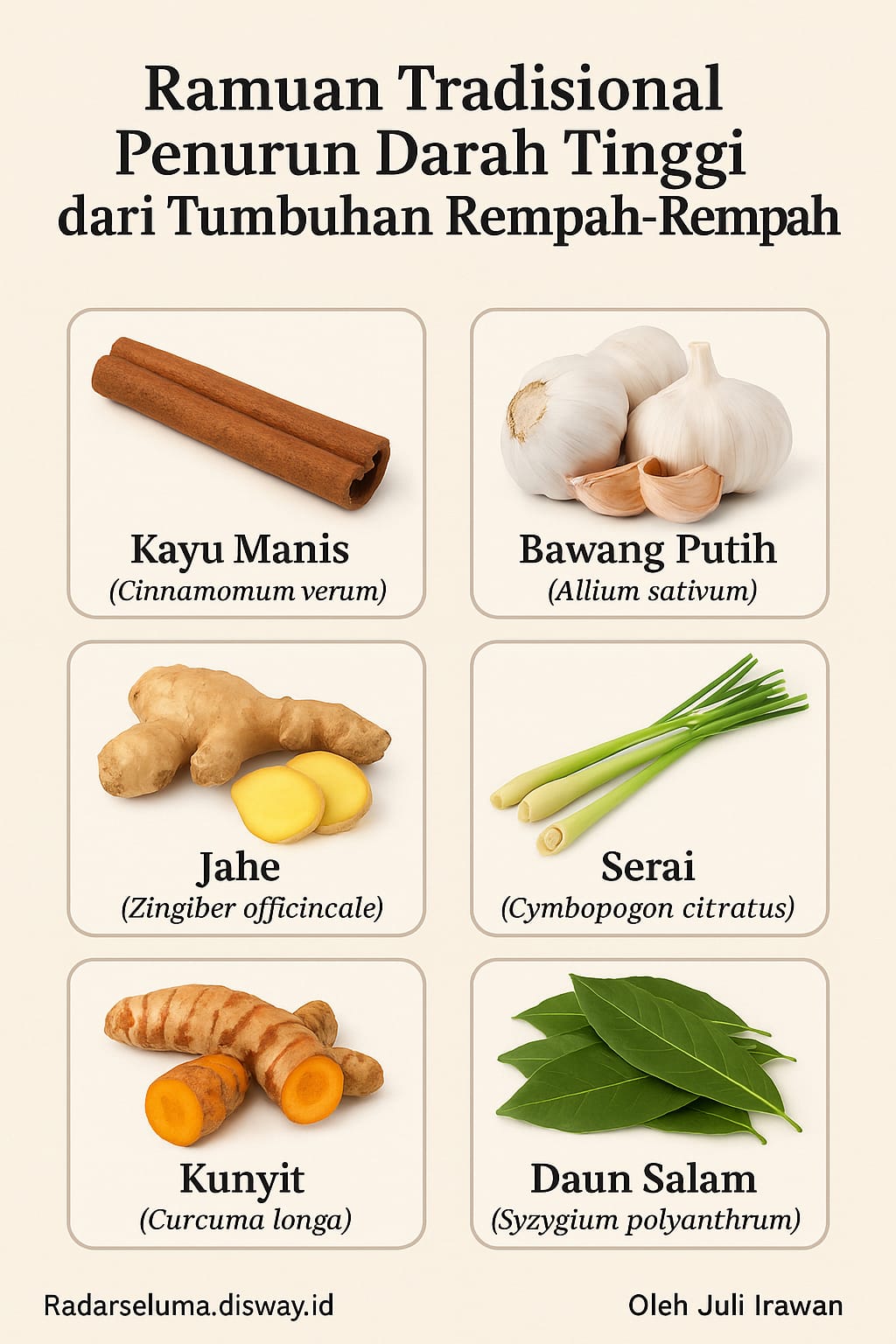 Ramuan Tradisional Penurun Darah Tinggi dari Tumbuhan Rempah-Rempah