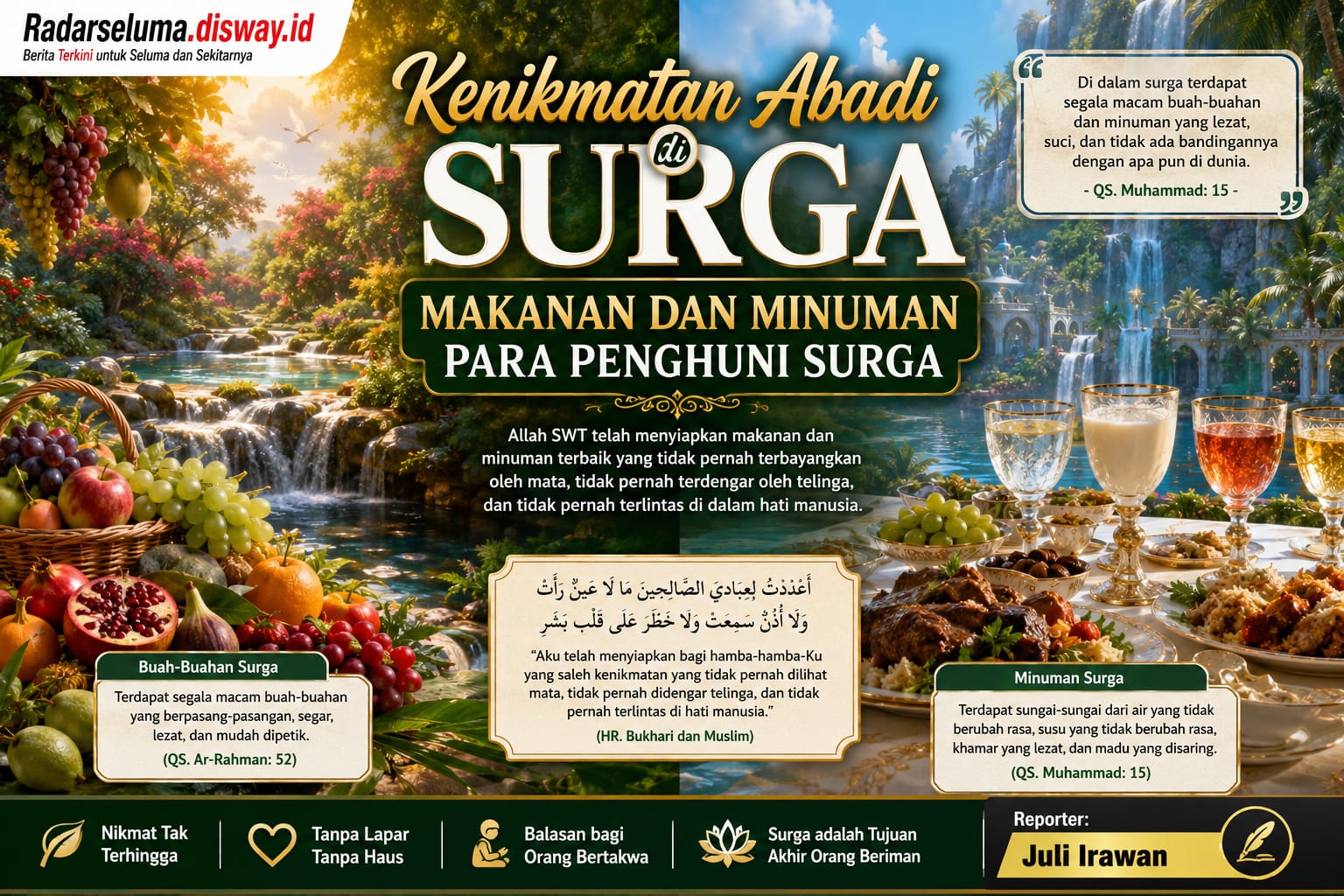Kenikmatan Abadi di Surga: Makanan dan Minuman Para Penghuni Surga yang Dijanjikan Allah SWT