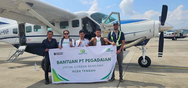 Carter Pesawat Bawa  1 Ton Bantuan Logistik ke Aceh, Pegadaian Tembus Wilayah Terisolir 