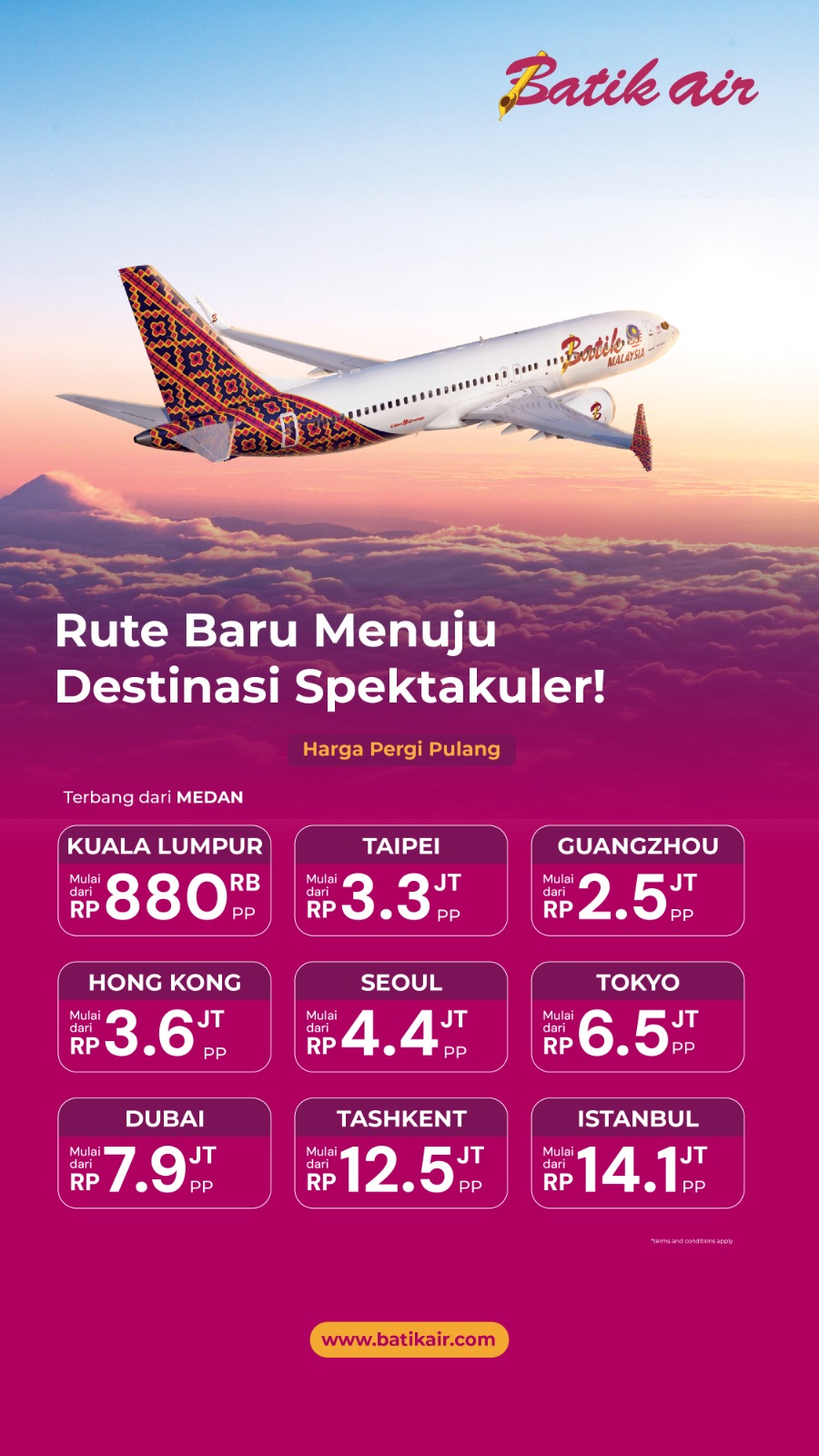   Penerbangan Internasional Batik Air  dari Medan Kualanamu, Tinggi Peminatnya