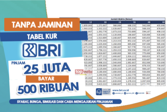 KUR BRI Pinjam Rp 25 Juta Bayar Cicilan Rp 500 Ribu Perbulan Syarat Pengajuan KTP, KK, NPWP Langsung di Proses