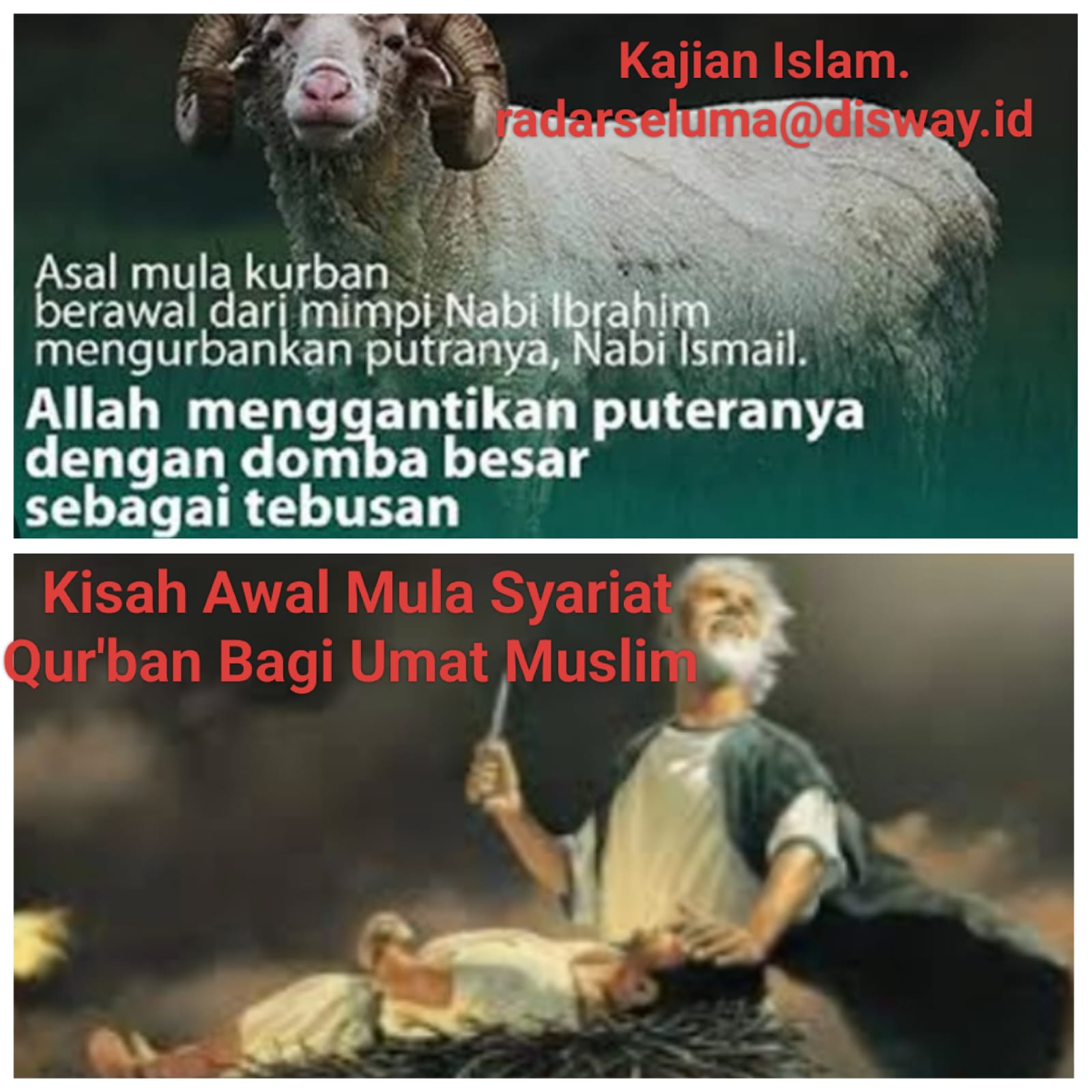 Asal Mula Syariat Qurban Umat Islam, Berawal Dari Mimpi Nabi Ibrahim AS Menyembelih Nabi Ismail AS 