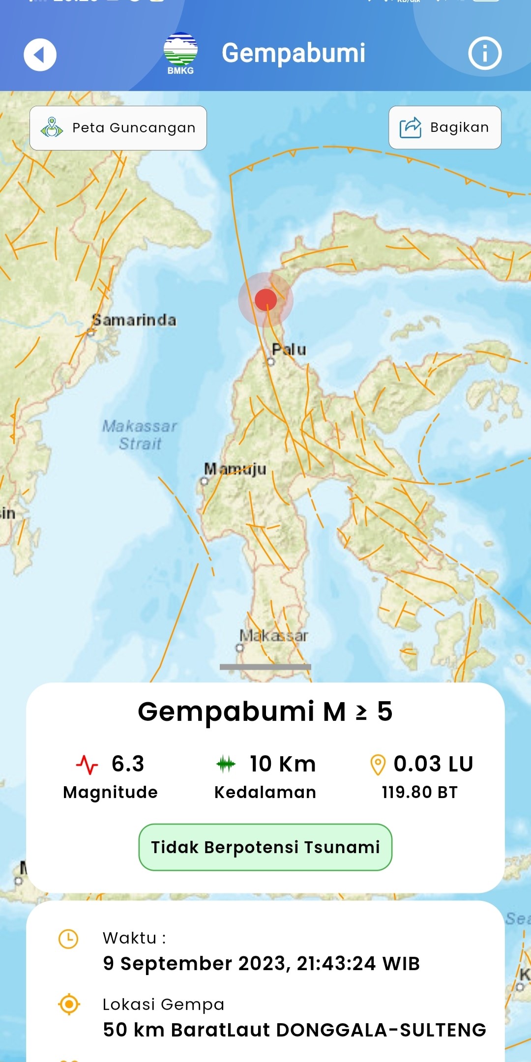 Terbaru, Gempa M 6,3 di Donggala! Ada  Pengungsian, Dulu Korban Jiwa Ribuan