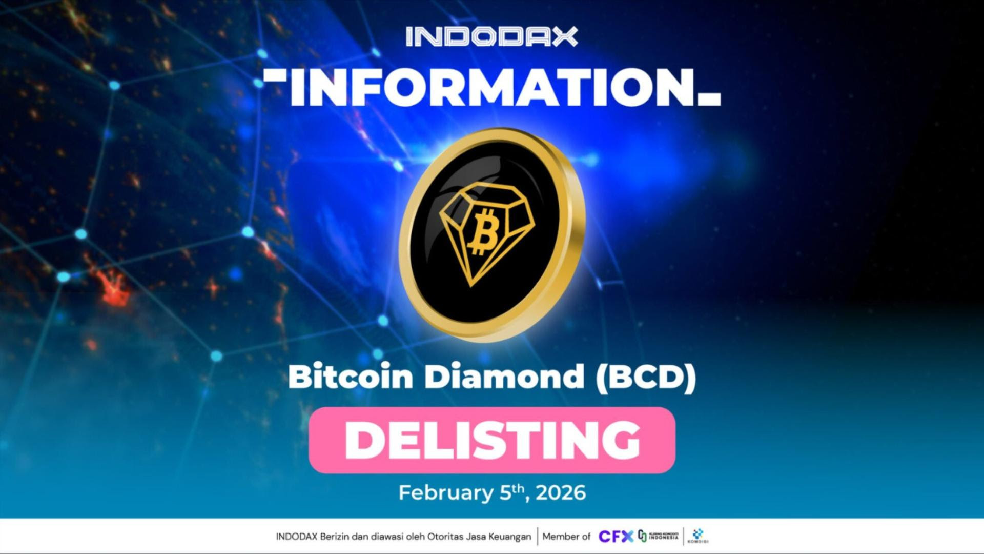 Indodax  Delisting Bitcoin Diamond (BCD)
