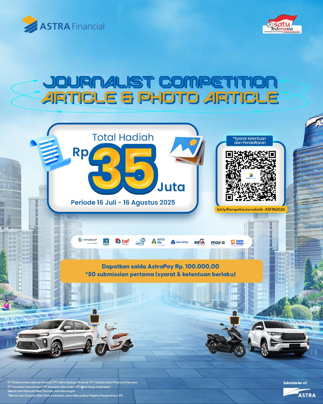 Journalist Competition Astra Financial 2025, Hadiah Jutaan