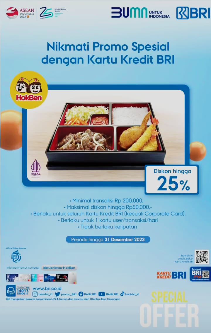 Promo HokBan Terbaru, Bayar Pakai Bri Card..Promo Berlaku untuk Semua Menu HokBan 