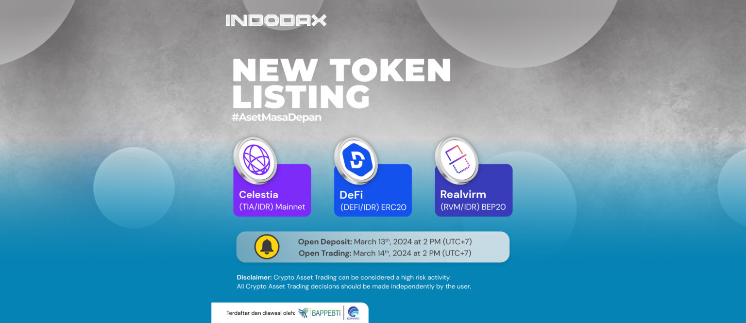 3 Kripto Baru Listing, Sudah Bisa Transaksi, Celestia (TIA), DeFi (DEFI), & Realvirm (RVM) 