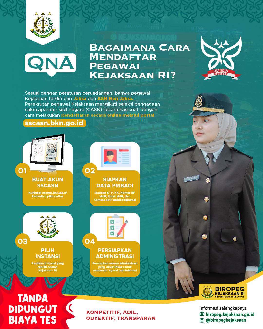 Kejaksaan Republik Indonesia Sudah Buka Pendaftaran CPNS! Ada 7546 Formasi, Silahkan Download Formulirnya!