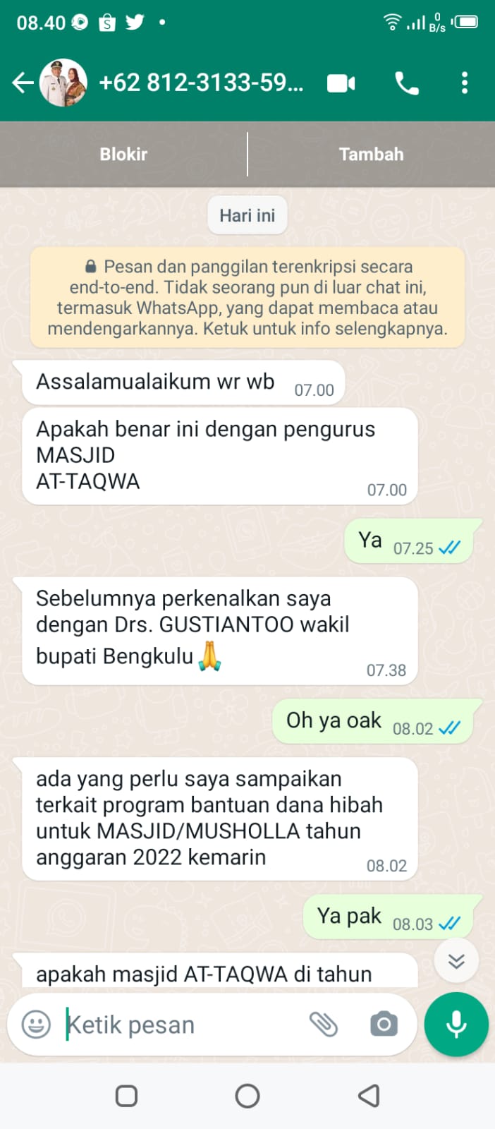 Waspada! Ada Penipu Catut Nama Wakil Bupati Seluma..