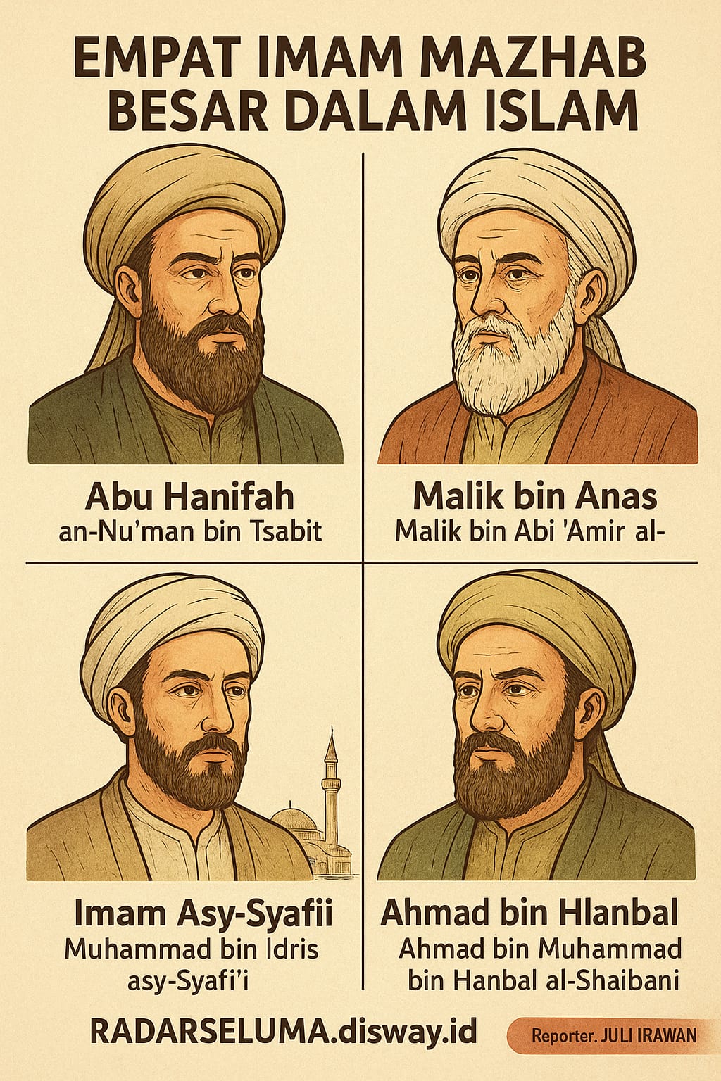 Empat Imam Mazhab Besar dalam Islam: Biografi, Pemikiran, dan Warisan Ilmu