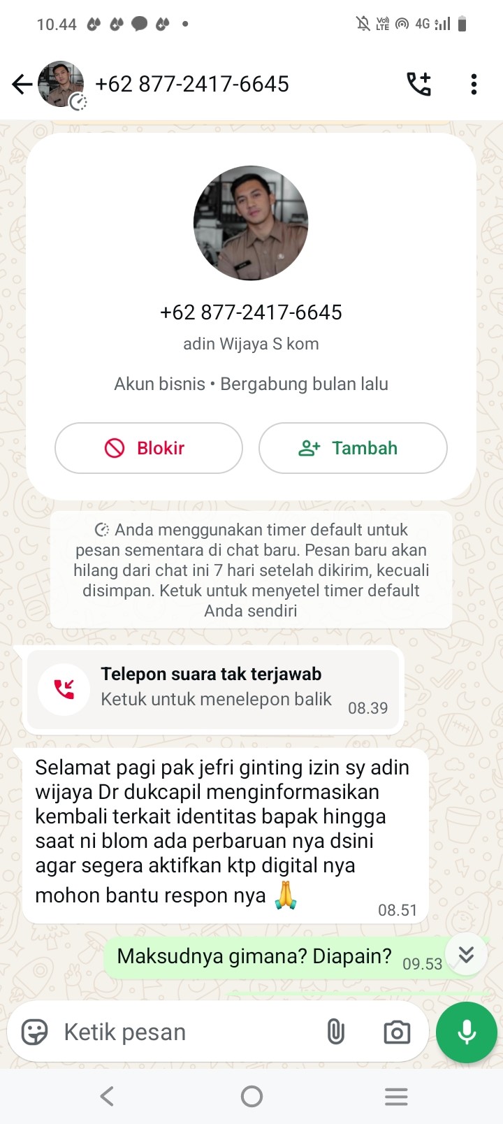 Waspada Oknum Penipuan Mengaku Pegawai Dukcapil, Irzani : Jangan Direspon