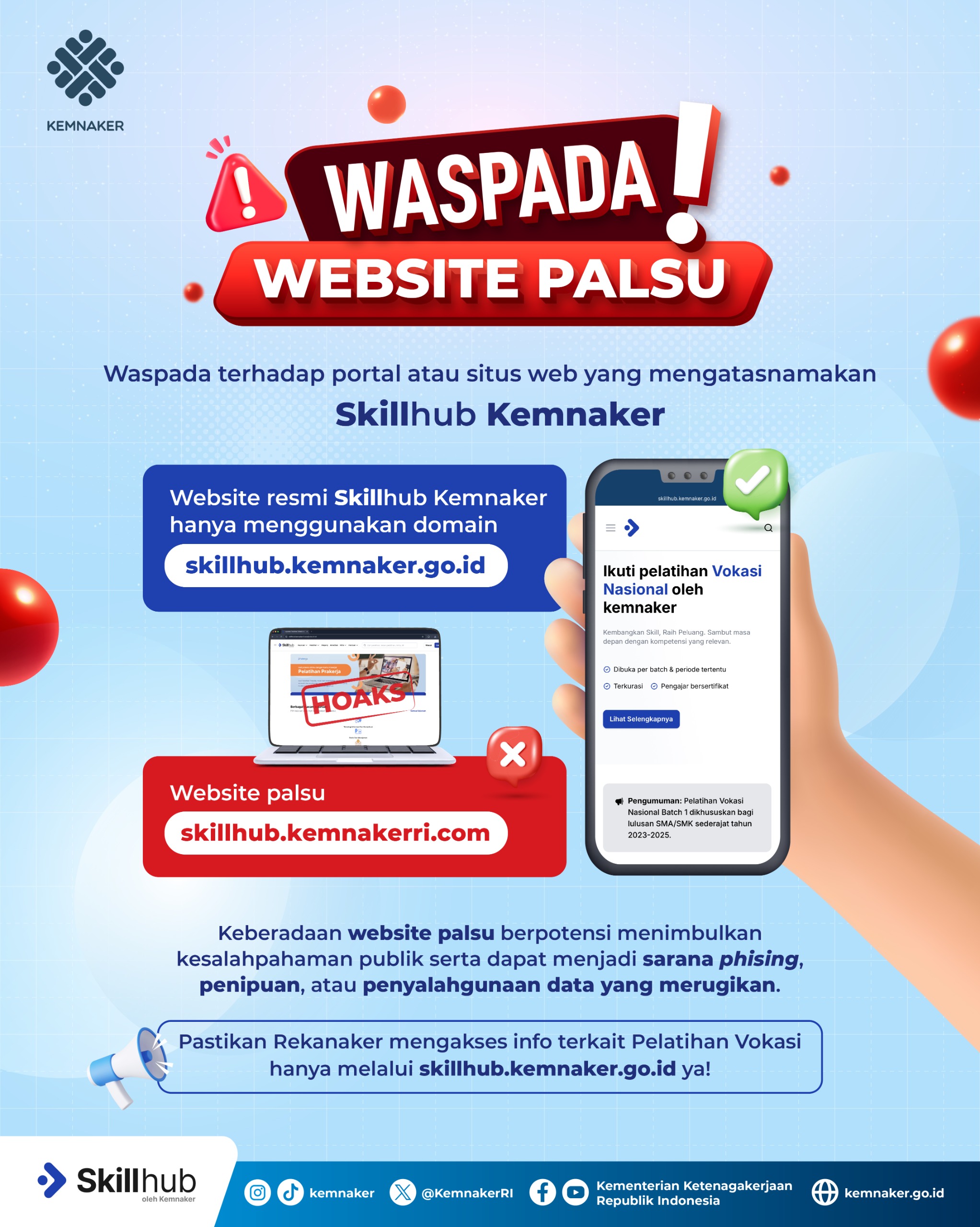 Kemnaker Minta Masyarakat Waspadai Situs Palsu Mengatasnamakan Skillhub