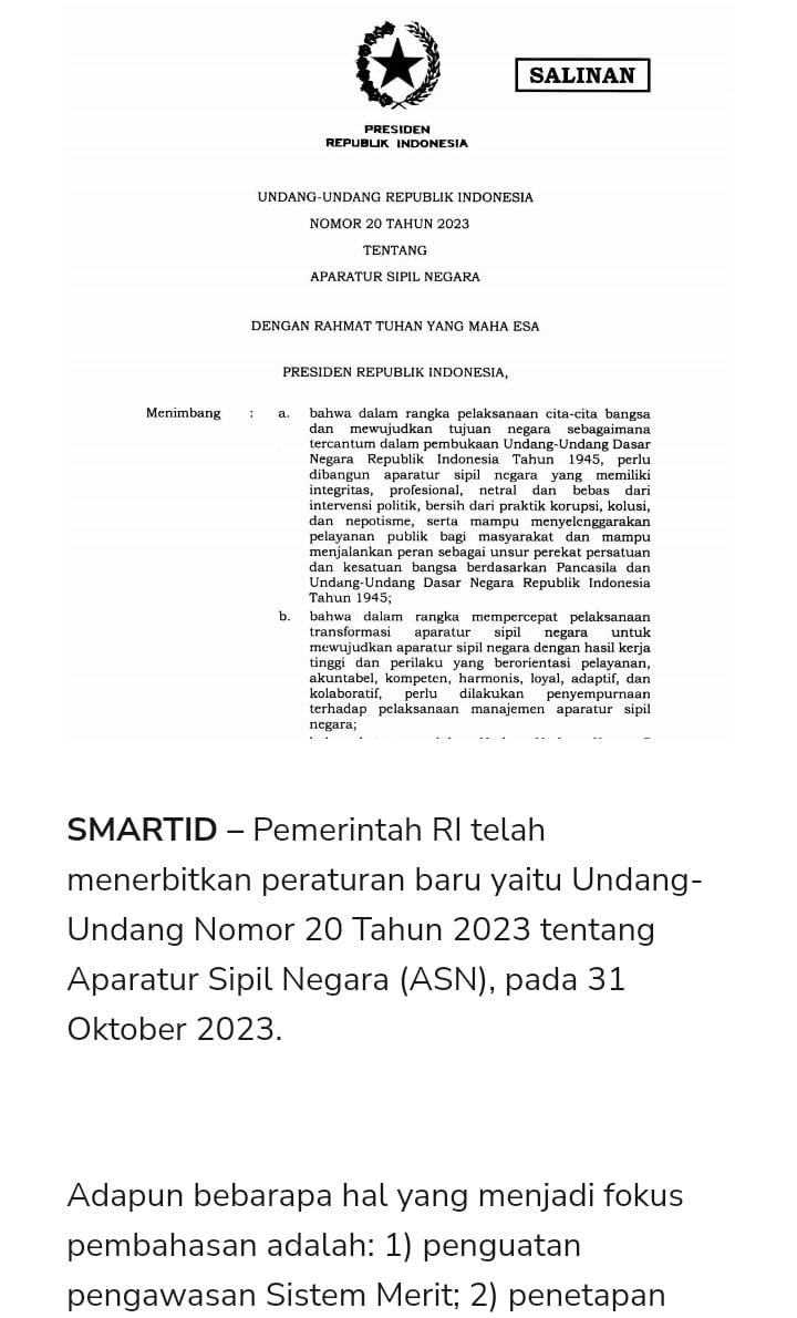 Undang-Undang Nomor 20 Tahun 2023! Berikut 7 Keuntungannya Bagi PPPK dan ASN