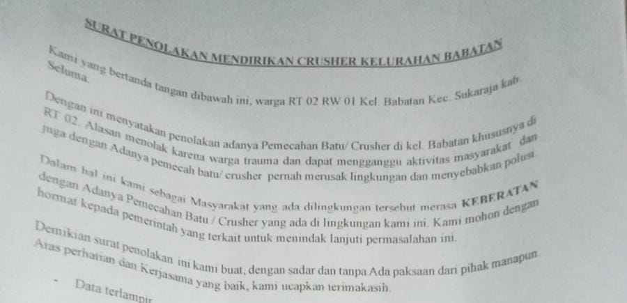 Tolak Pendirian Crusher, Warga Kecewa Sikap Lurah Enggan Teken Surat Aspirasi, Ada Apa? 
