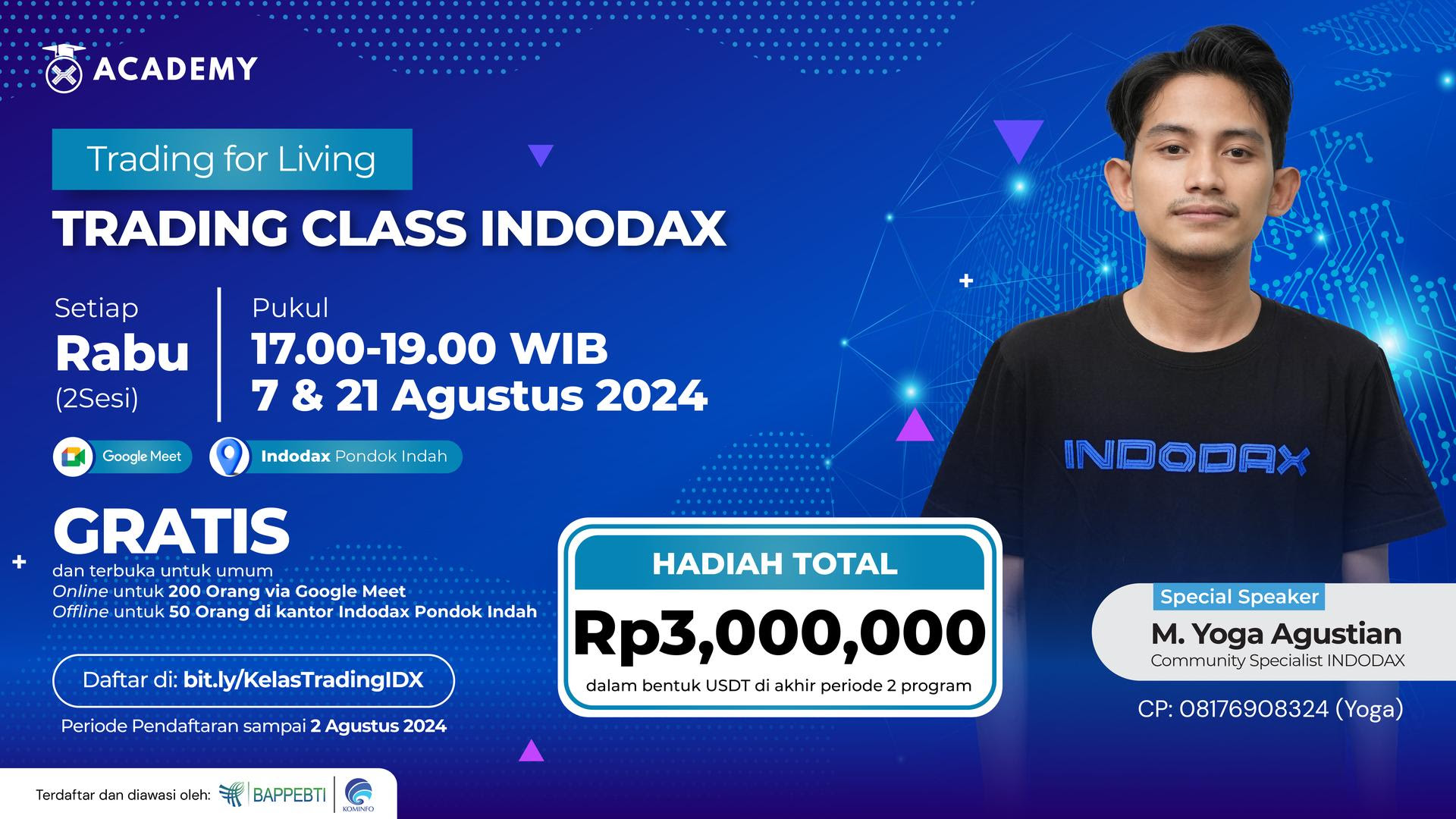 Ayo Ikuti Trading Class INDODAX, Dapatkan 3 Juta! Daftar