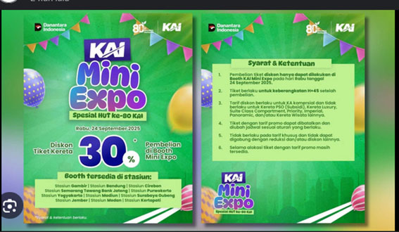  Ada KAI Mini Expo, Banyak Promo Spesial 30% untuk Pelanggan KAI Daop 6 Yogyakarta