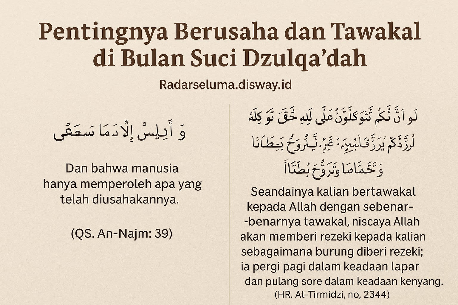 Pentingnya Berusaha dan Tawakal di Bulan Suci Dzulqa’dah