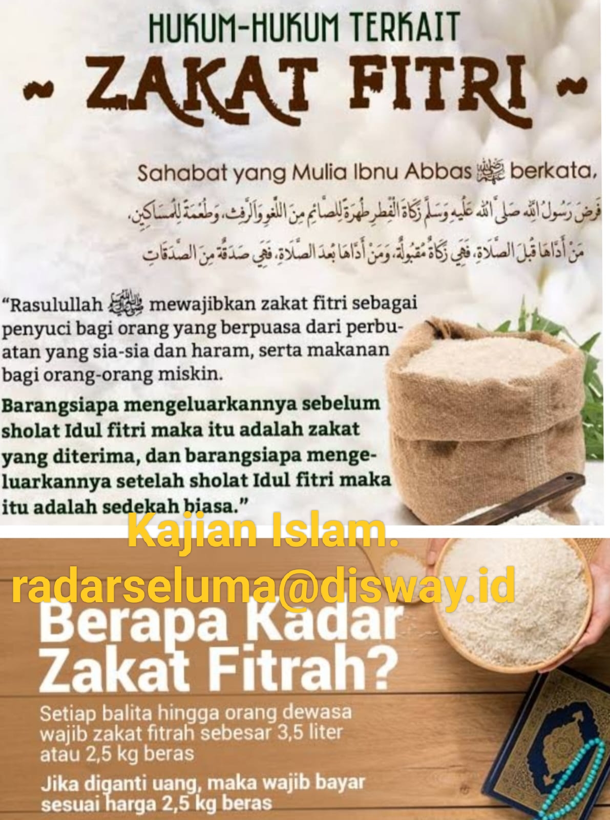 Ayo Bayar Zakat Fitrah. Ini Dasar Hukumnya Fitrah Menurut Al-Qur'an dan Hadits.