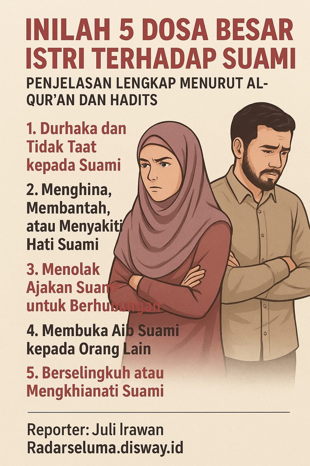 Inilah 5 Dosa Besar Istri terhadap Suami: Penjelasan Lengkap Menurut Al-Qur’an dan Hadits