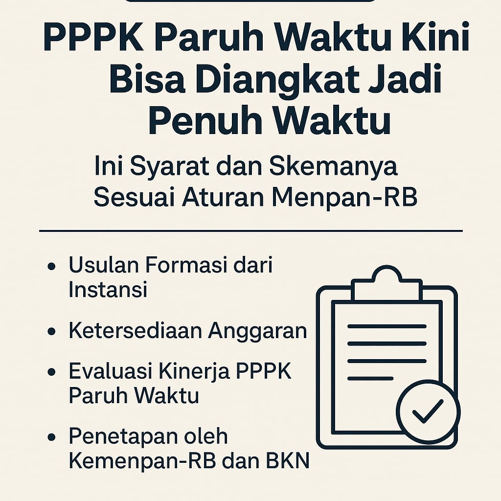 Kabar Baik! PPPK Paruh Waktu Kini Bisa Diangkat Jadi Penuh Waktu, Ini Syarat dan Skemanya Sesuai Aturan Menpan