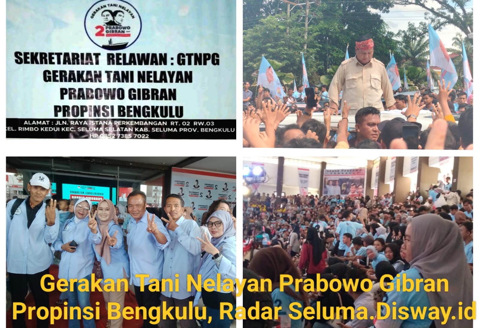 Gerakan Tani Nelayan Prabowo Gibran (GTNPG) Propinsi Bengkulu Siap Menangkan Prabowo Gibran 
