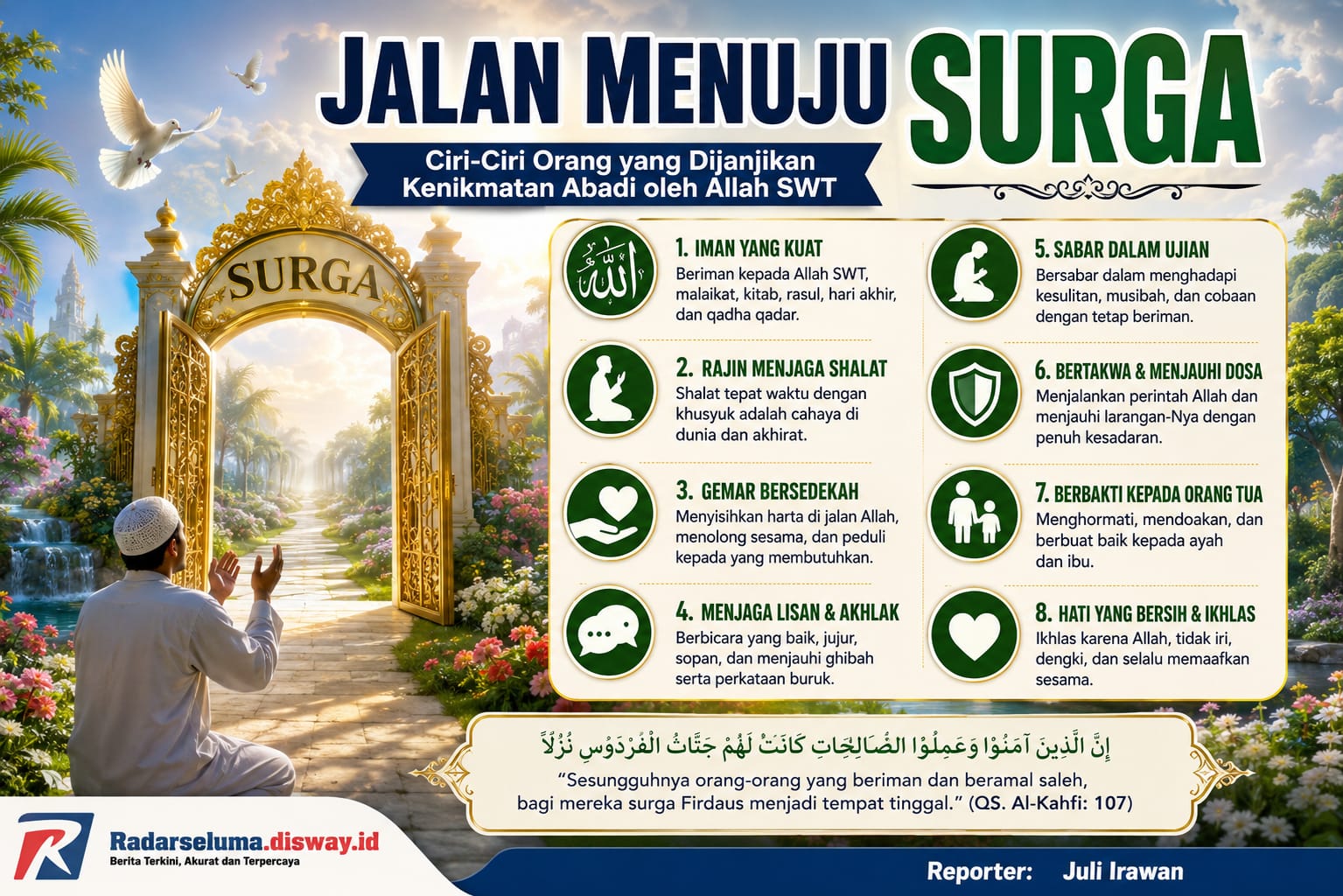 Jalan Menuju Surga: Ciri-Ciri Orang Beriman yang Dijanjikan Kenikmatan Abadi oleh Allah SWT