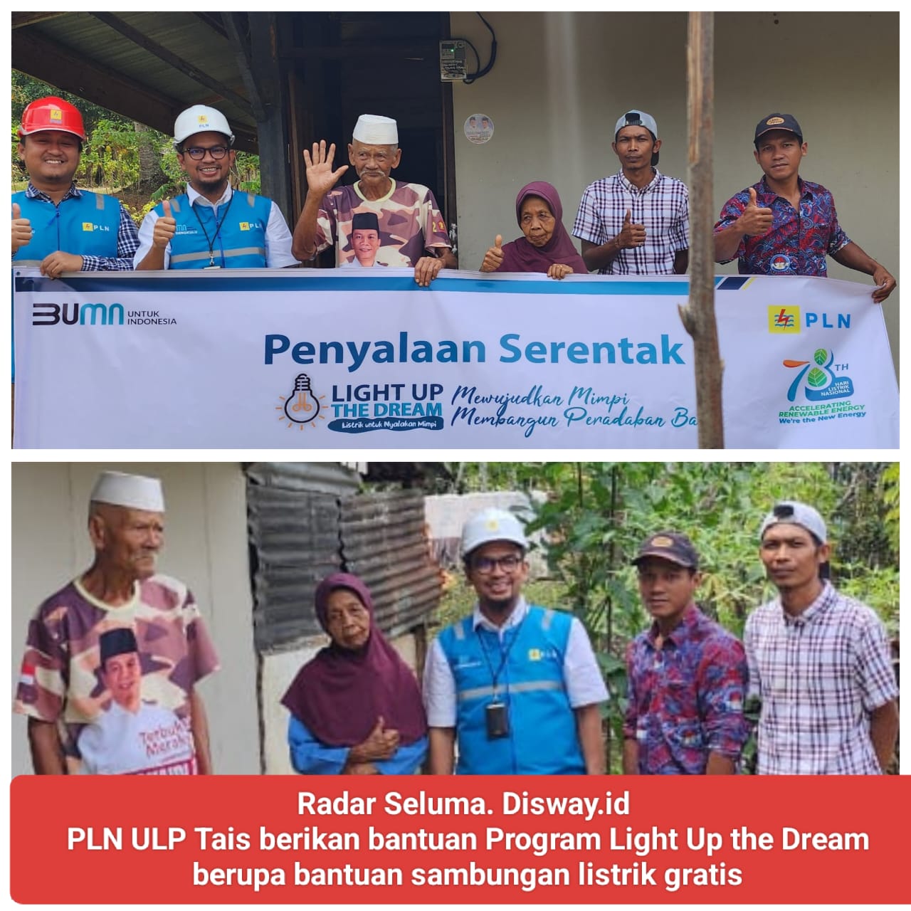 Realisasikan Program Light Up The Dream, PLN ULP Tais Menyalurkan Bantuan Sambungan Listrik Gratis 