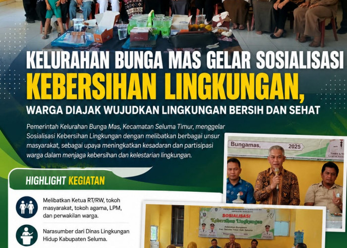 Kelurahan Bunga Mas Gelar Sosialisasi Kebersihan Lingkungan, Warga Diajak Wujudkan Lingkungan Bersih dan Sehat