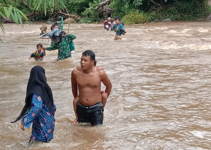  Miris Hati Ini, Melihat Perjuangan Pelajar Desa Simpang Seluma, Sebrangi Sungai Demi Sekolah