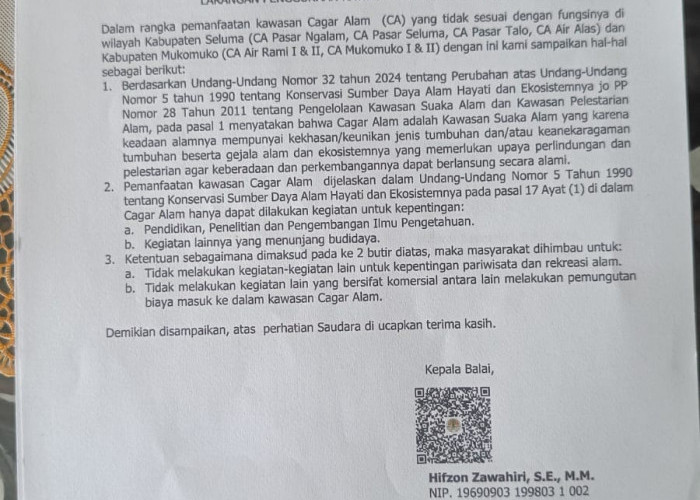 Seperti Tahun Lalu,  BKSDA Berikan Surat Himbauan 12 Desa di Seluma Saat Libur Tahun Baru