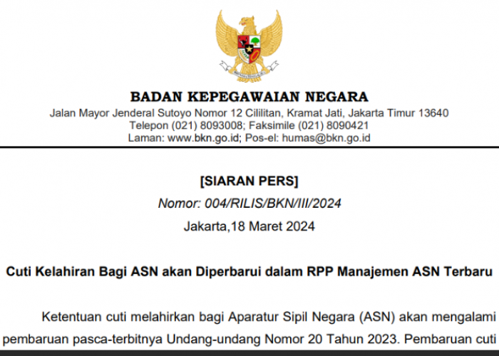 Cuti Kelahiran Bagi ASN Sudah Diperbarui dalam RPP Manajemen ASN Terbaru