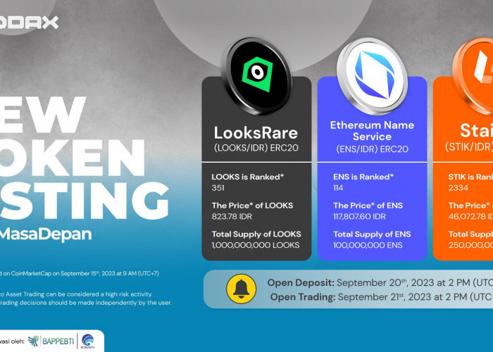 3 Kripto, LOOKS, ENS & STIK Listing di INDODAX! Sudah Mulai Takeing Profit