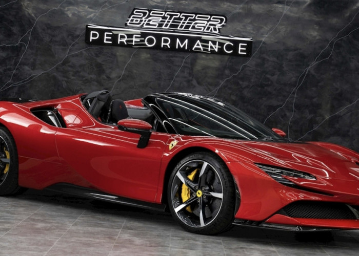 Ferrari SF90 Spider Mobil Supur Sport Kecepatan Tinggi Desain Fitur dengan Mesin Turbo V12 Sistem Otomotif