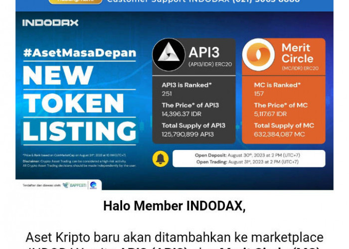  API3 & MC Listing di INDODAX, Segera Dimiliki