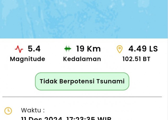 Gempa 5,4 SR Terasa di Tais Seluma