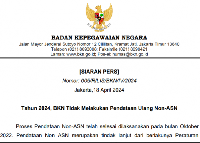 Catat! Tahun 2024, BKN Tidak Melakukan Pendataan Ulang Tenaga Honorer 