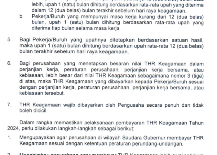 Menteri Ketenagakerjaan Keluarkan Surat Edaran Tentang THR Bagi Pekerja di Perusahaan, Simak Disini!