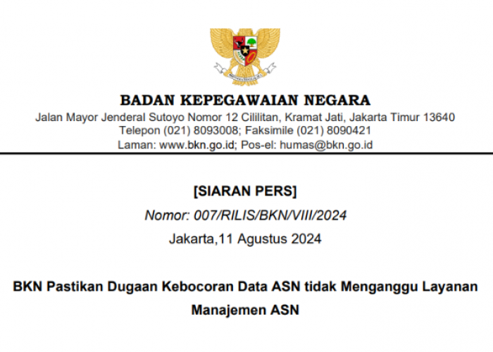 Kebocoran Data ASN Di BKN Diretas, Akhirnya BKN Umumkan Perihal Penting Ini!