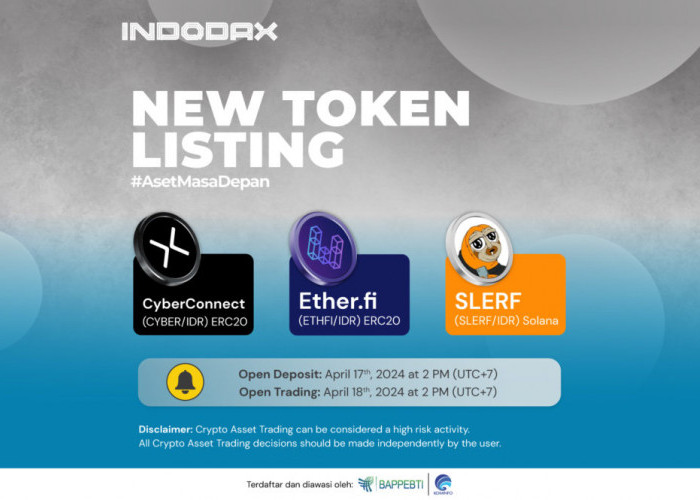  Ini Kripto Baru di Indodax, CyberConnect (CYBER), Ether.fi (ETHFI), & SLERF (SLERF)! Listing di INDODAX