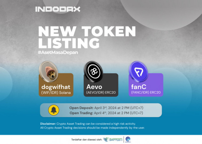 3 Kripto Baru Listing di Indodax, Dogwifhat (WIF), Aevo (AEVO) dan fanC (FANC) 